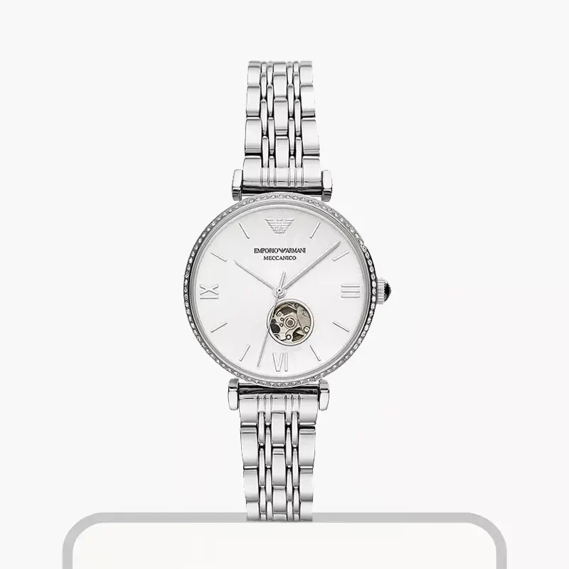 Emporio Armani Crystal Silver Dial Automatic Ladies Watch- AR60022